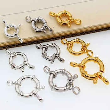 Wholesale 925 sterling silver accessory big round spring clasp with two rings for bracelet and necklace making