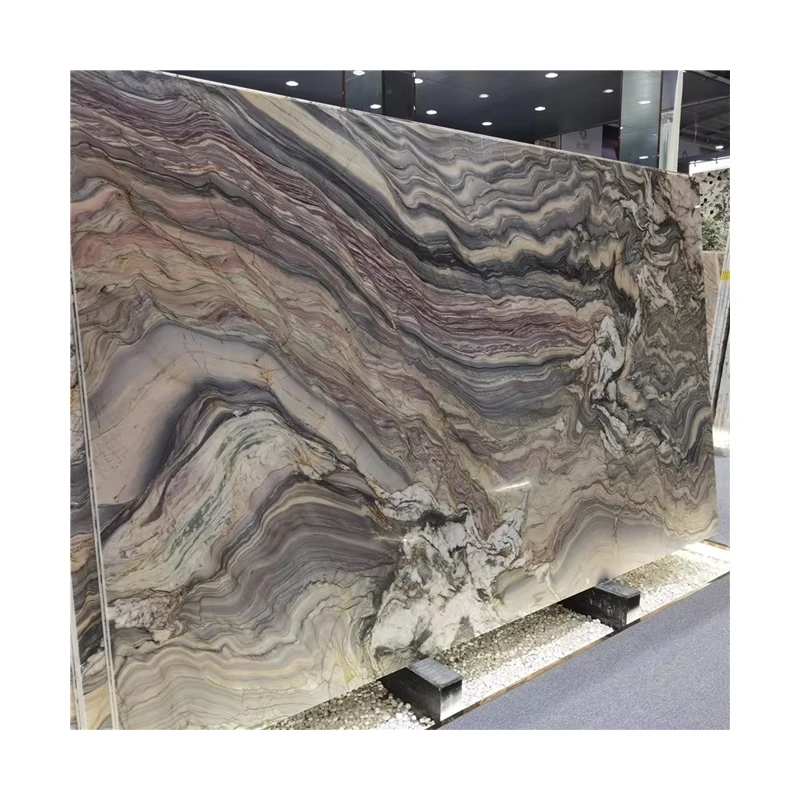 Luxury Blue Fusion Wave Vein Quartzite Stone Decoration Luxury Villa Wall Home Design Crystal Quartzite