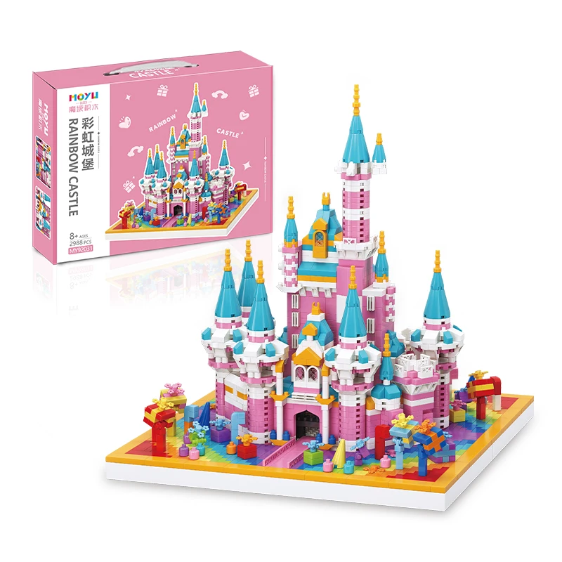 Moyu Micro Block Pink Building Blocks Princess Toy Bircks Castle Toys for Kids Girls