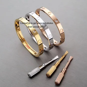 Jessy Jewelry 2022 Amazon Fashion Luxury De Luxe Bangle Stainless Steel Charm Women LOVE SCREW Cartire Bracelets