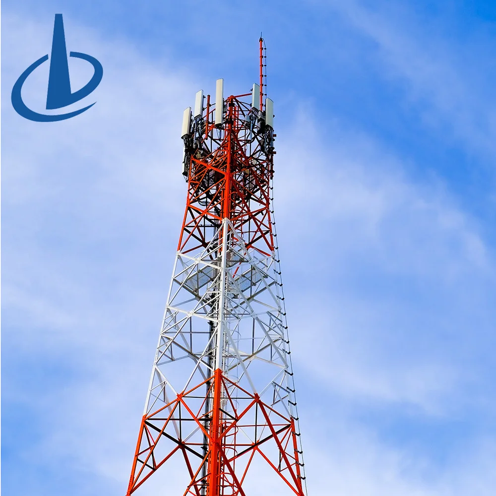 Mobil Cell Site Signal Transmission Telecom Triangle Steel Pole Guyed Communication Tower factory