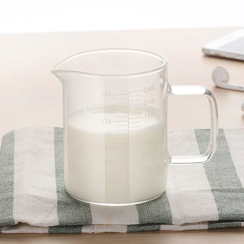 BCnmviku 240ml Espresso Shot Glass Measuring Grade Transparent Measuring Cup Glass Beakers Pot Kettle Milk Cup Baking Kitchen