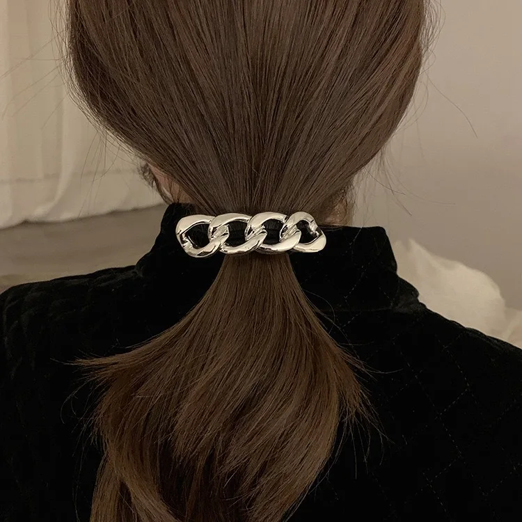 Korean simple metal brushed hair rope high elasticity hair tie hair bands for women