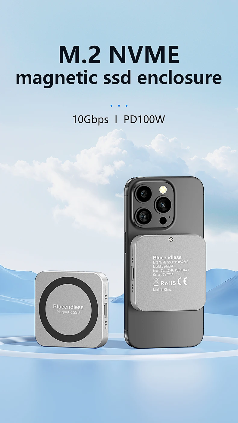 Magnetic M 2 NVMe SSD Enclosure With USB C Cooling Fan Supports magnetic-m-2-nvme-ssd-enclosure-with-usb-c-cooling-fan-supports