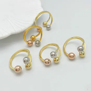 Summer New Ins Trendy Polished Minimalist Gold Ball Open Ring For Women