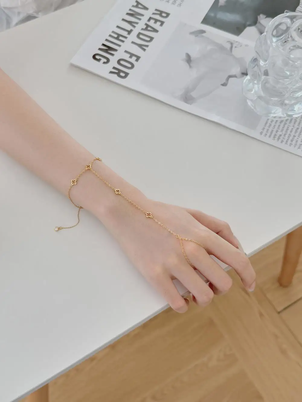 KAKODIY fashion hollow four-leaf clover 18K gold-plated chain women's bracelet 925 sterling silver jewelry bracelet detail 2