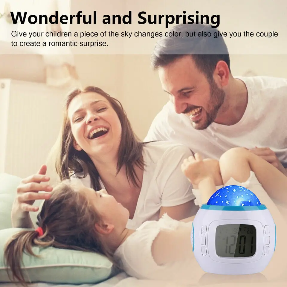 Factory Romantic Gift Colorful Star Sky Projection Function Custom Smart Night Light Alarm Clock