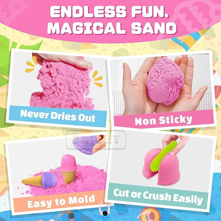 Seaside Children's Summer DIY for Kinetic Soft Clay Sand Toys Set Playdough & Slime for Kids