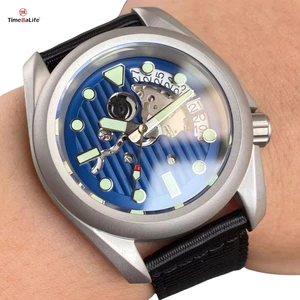 40MM NH35A Automatic Watch Skeleton Dial Sapphire 50M Water Resistant Date Display Mechanical Watches ODM