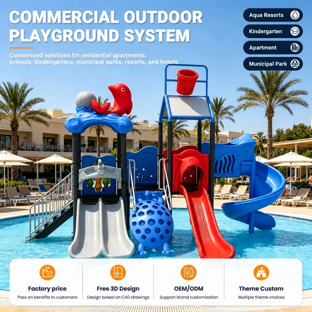 Kids Commercial Water Park Equipment Outdoor Splash Pad Slide Spray Pool Galvanized Steel CE CPC ASTM Certified OEM Factory Safe
