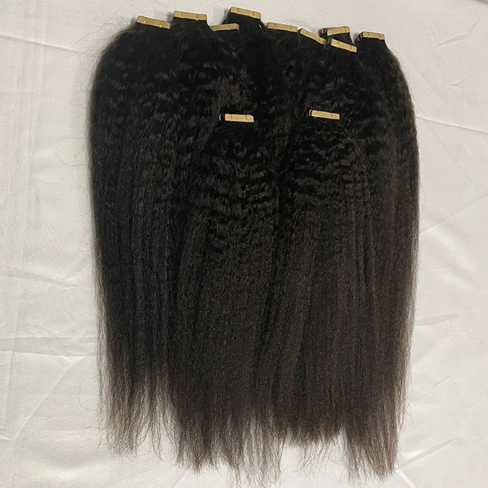 Wholesale Invisible Kinky Curly Tape Hair Extensions 100 Natural Raw