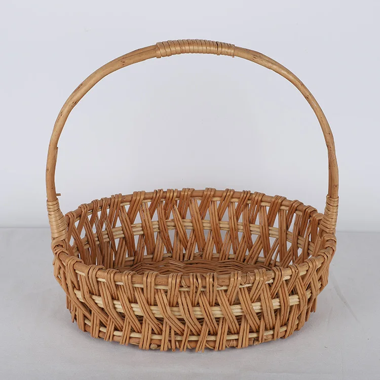 Panier Incliné En Osier Tissé Main - Rangement Table élégant - Pour Fruits, Pâtisseries - Style Rustique Marron