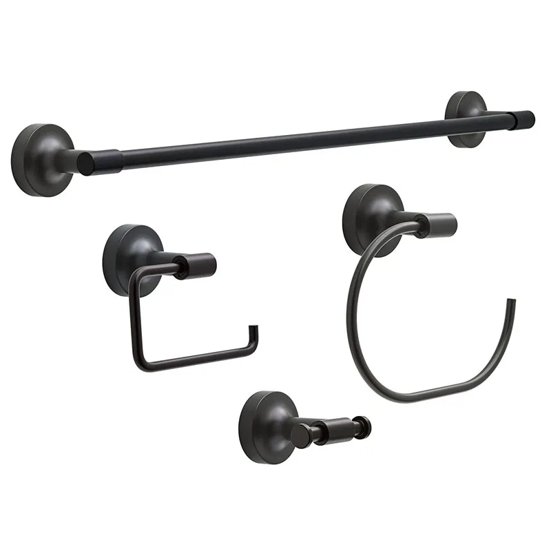 4 Pcs Bathroom Hardware Set,Black Towel Racks For Bathroom,Black ...