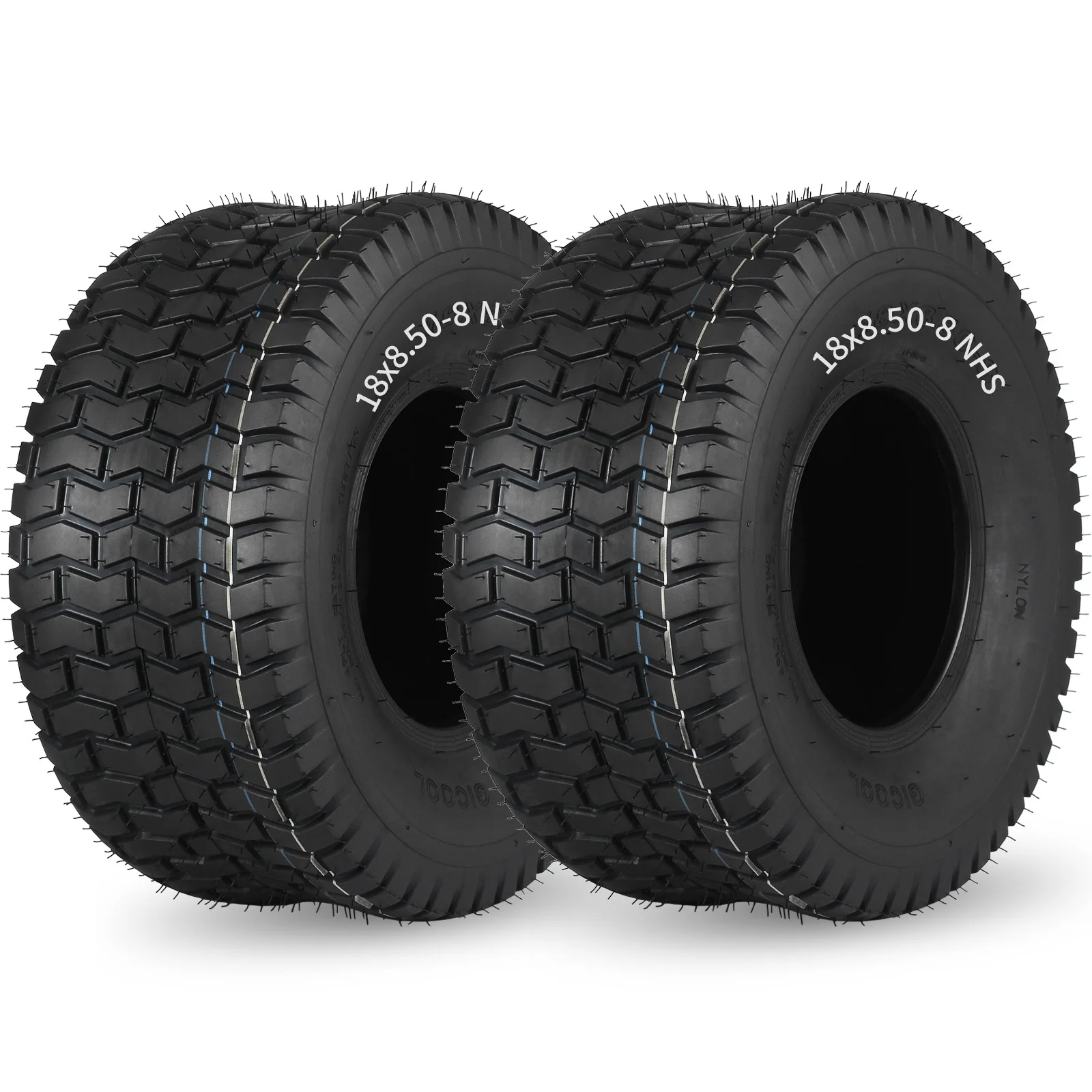 18 x 8.50-8 Turf-V Pattern Lawn Mower Tubeless Tire, 18x8.5-8 for Tractor Riding Lawnmowers