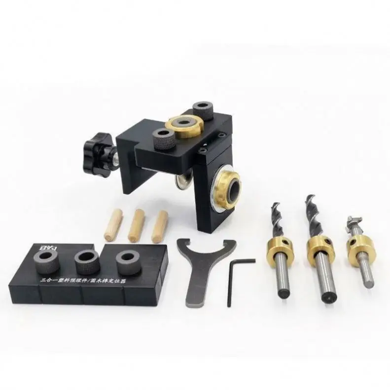 TEBAK Woodworking Hole Openning Tool Black Aluminum Alloy Positioning Furniture Wood Hole Openning Tool