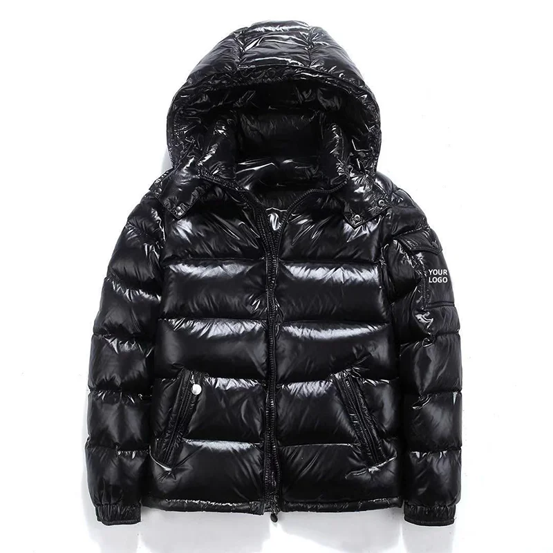 Outdoor Clothing Custom Waterproof Jacket For Men Winter Shinny Padded ...