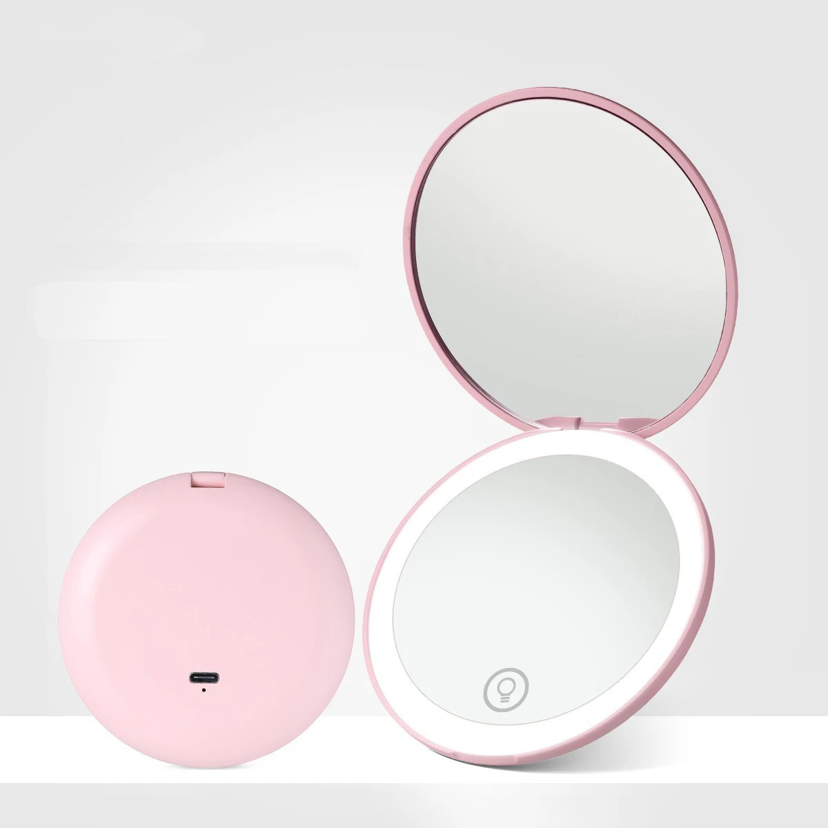 Gmgaic Double Side Mirror 2X Magnification Touch Screen Rechargeable Pocket 12 Lights LED Mirror for Women Cosmetic
