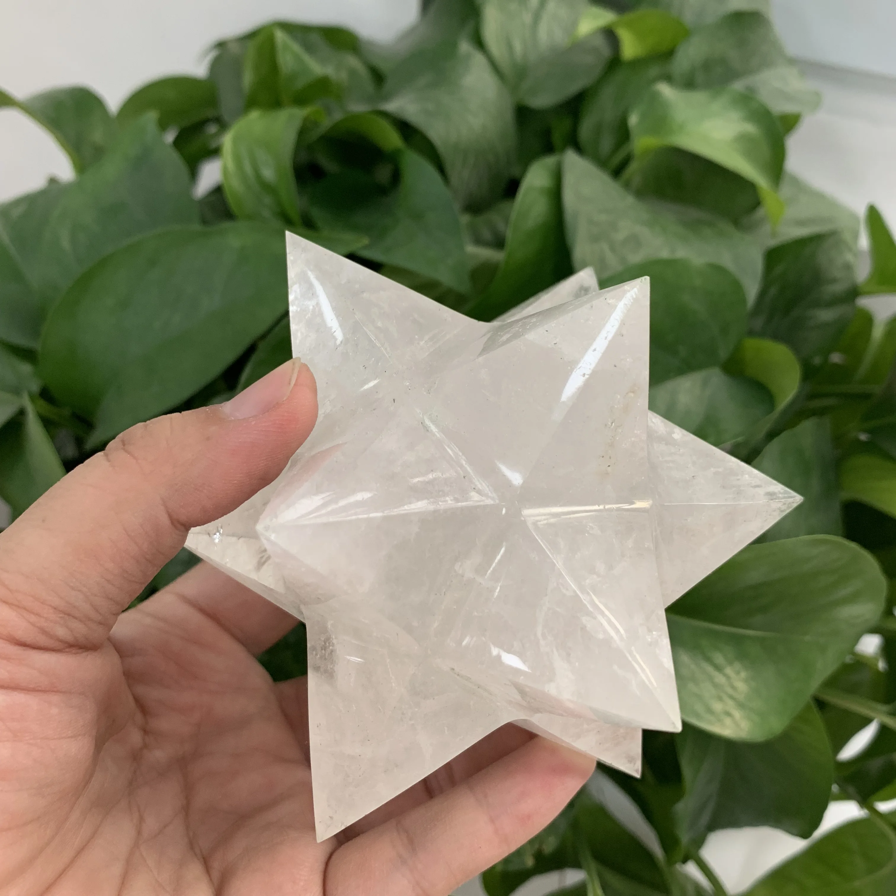 Natural Clear Quartz Crystal 12 Points Merkaba Star for Healing Decoration