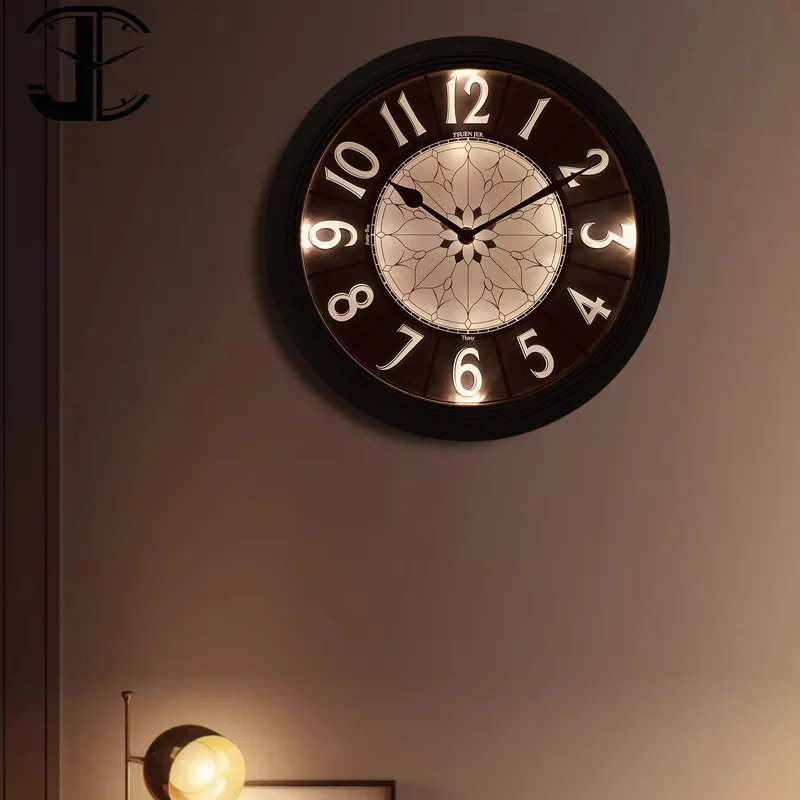 25inch Art Deco Wall Clock With Luminous Needle Display Circular