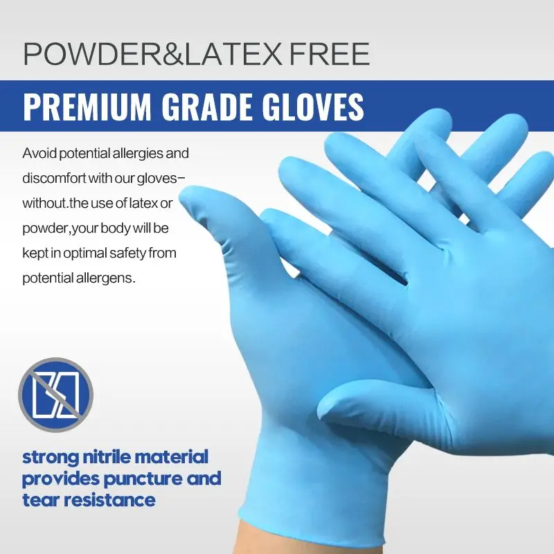 USA Direct Powder-Free Blue Nitrile Disposable Examination Gloves Free Sample Disposable Powder Free Nitrile Gloves - Image 3