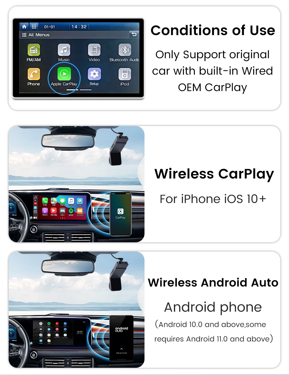 Carlinkit Carplay Ai Box Dash Cam Android 12 Support Original Car With