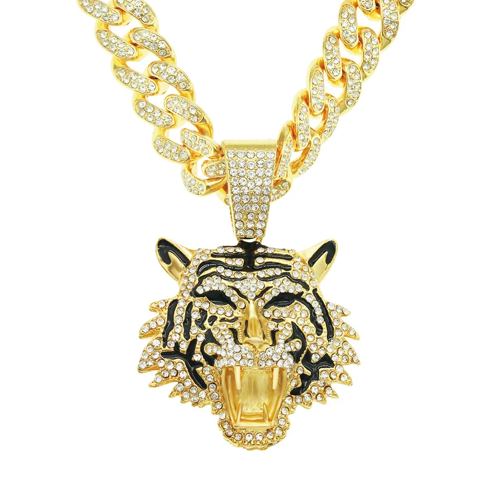 NL2126 Fashion Jewelry Cool Diamond Tiger Head Pendant Trendy Nightclub  Personalized Men's Pendant