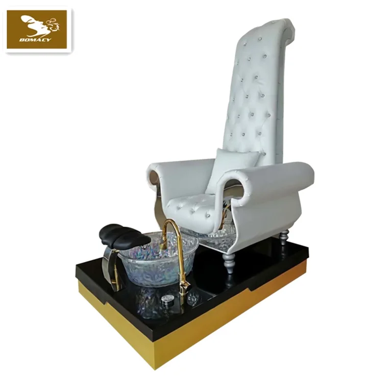 Bomacy Beauty Salon Furniture High Back Luxury Queen Pedicure Throne Chair With Foot SPA