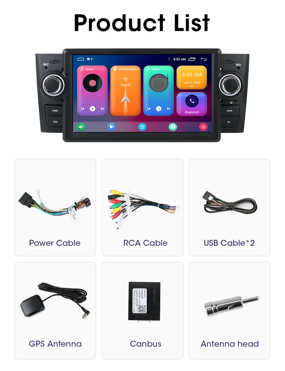 Android 10.0 Autoradio Für FIAT Linea & Grande Punto – 7 Zoll Touchscreen, 4GB RAM