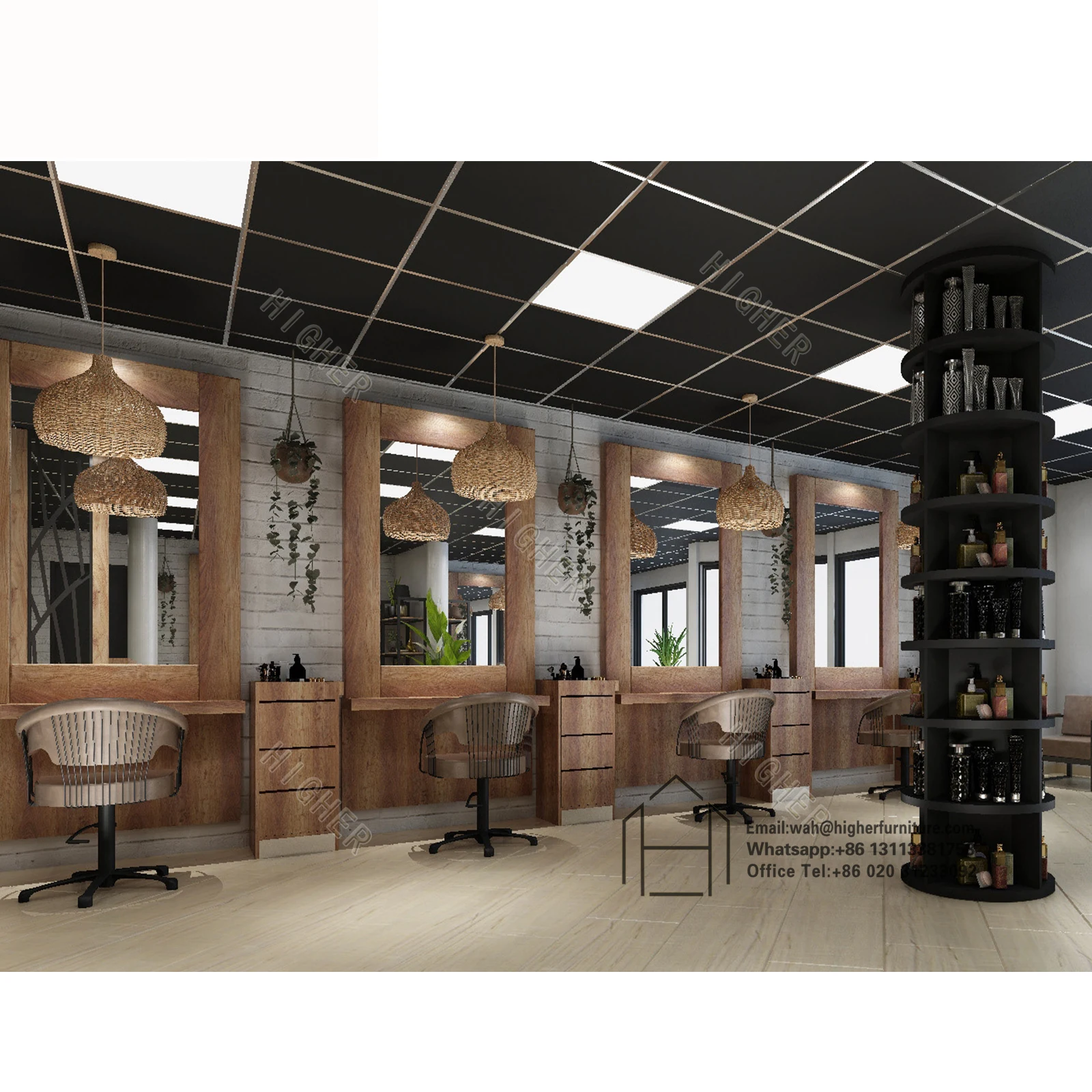 Customization Beauty Salon Decoration Design Barbershop Display Cabinets  Salon Store Furniture Mirror Station Hair Salon