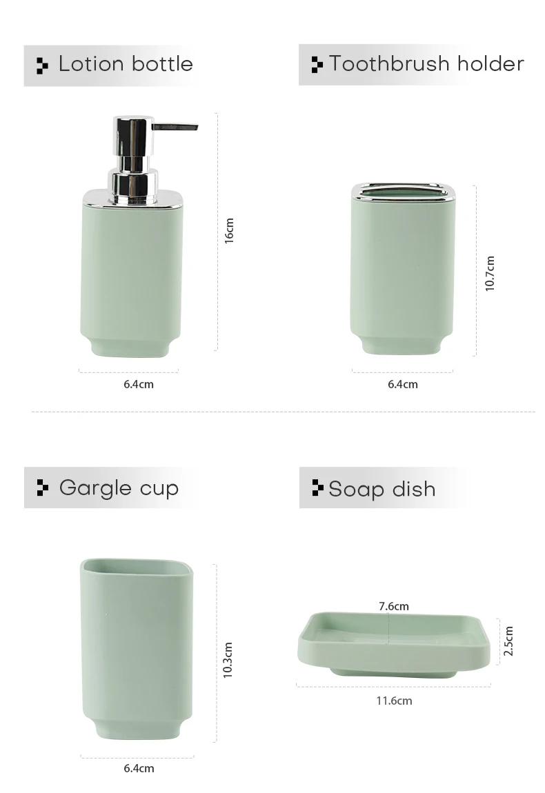 New Design Soap Dispenser Toilet Brush Soap Dish Trash Can Included 6