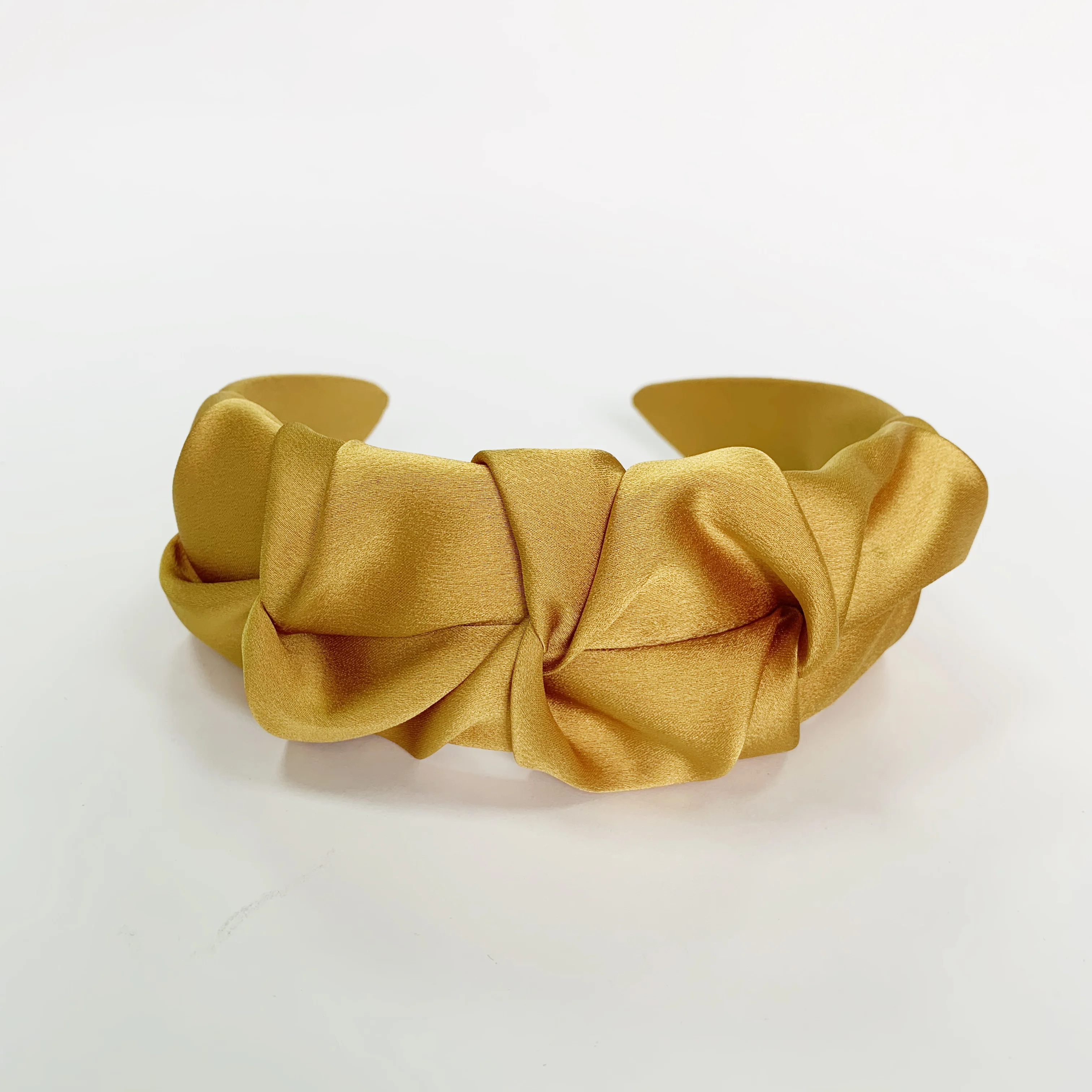 Factory Custom Design Good Quality Hairband Women 2021 Popular Pleated Flowers Shape Pink Wide Satin Silk Headband for