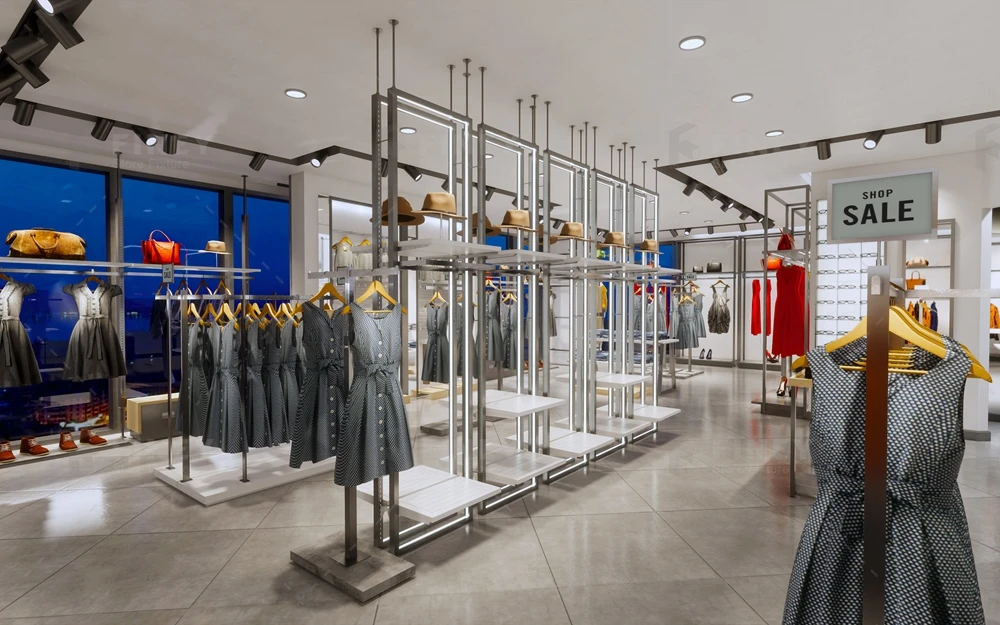 Retail Garment Store Clothing Shop Display Stand Women Clothing Shop Rack for Ladies Clothing Shop Interior Design