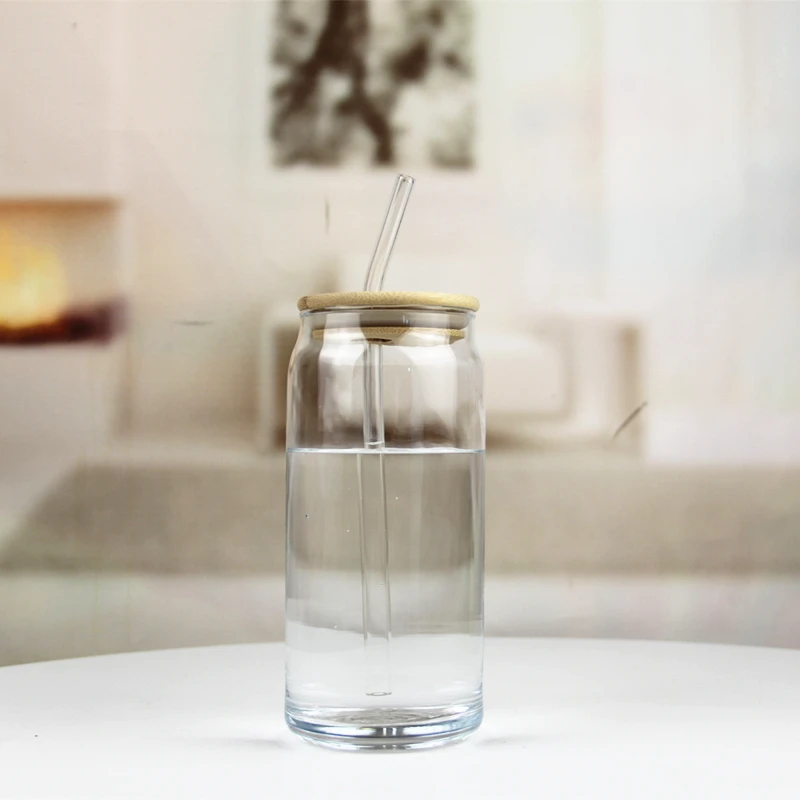 Оптовая продажа изготовленная на заказ стеклянная чашка из стакана с трубчатой бамбуковой крышкой