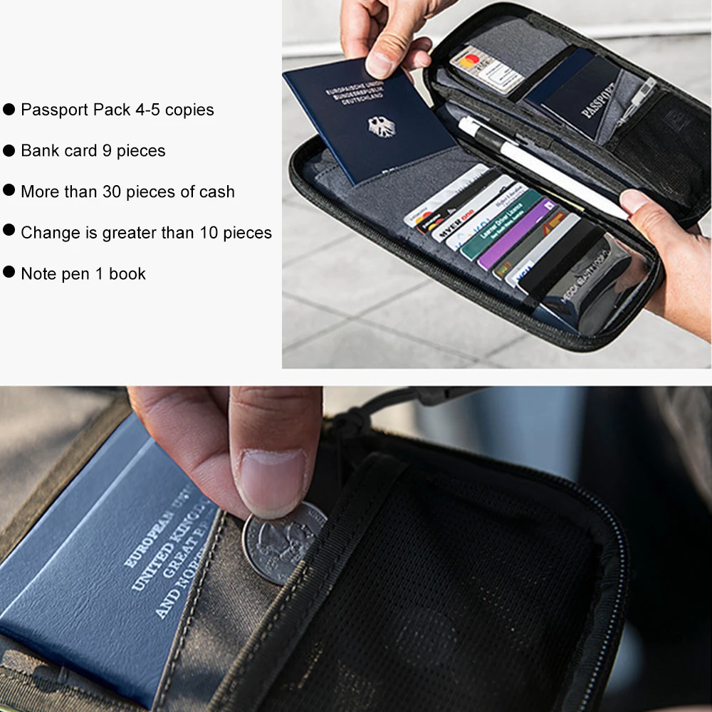 Waterproof Oxford Rfid Blocking Travel Document Organizer Passport