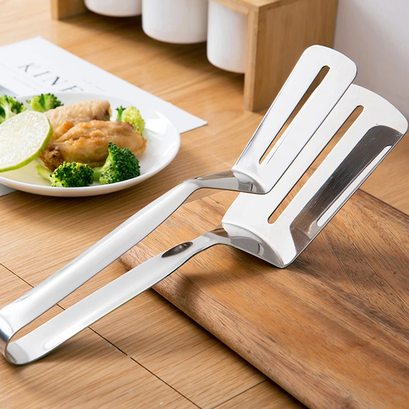 1pc Stainless Steel Wide Spatula Tongs For Steak, Fish, Bread, Bbq, Cooking,  Kitchen, Restaurant, Bakery