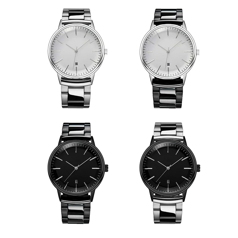 OEM Custom Logo Simple Design Watch Silver Stainless Steel Men Wrist Watch Minimalist Watch
