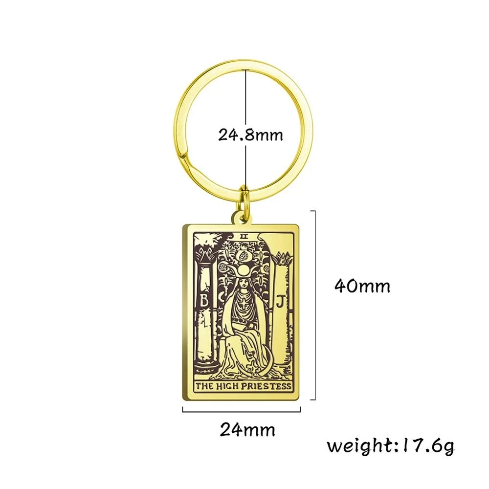 The Major Arcana Pendant Keychain First Set of Cards in the Tarot Oraculo Card Vintage Key Ring Stainless Steel Jewelry