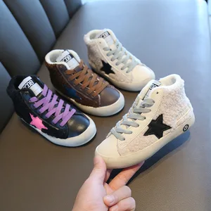 New Design Children's High Top Winter Kids Plush Sneakers Sport Star Children Casual Sports Shoes for Boys and Girls