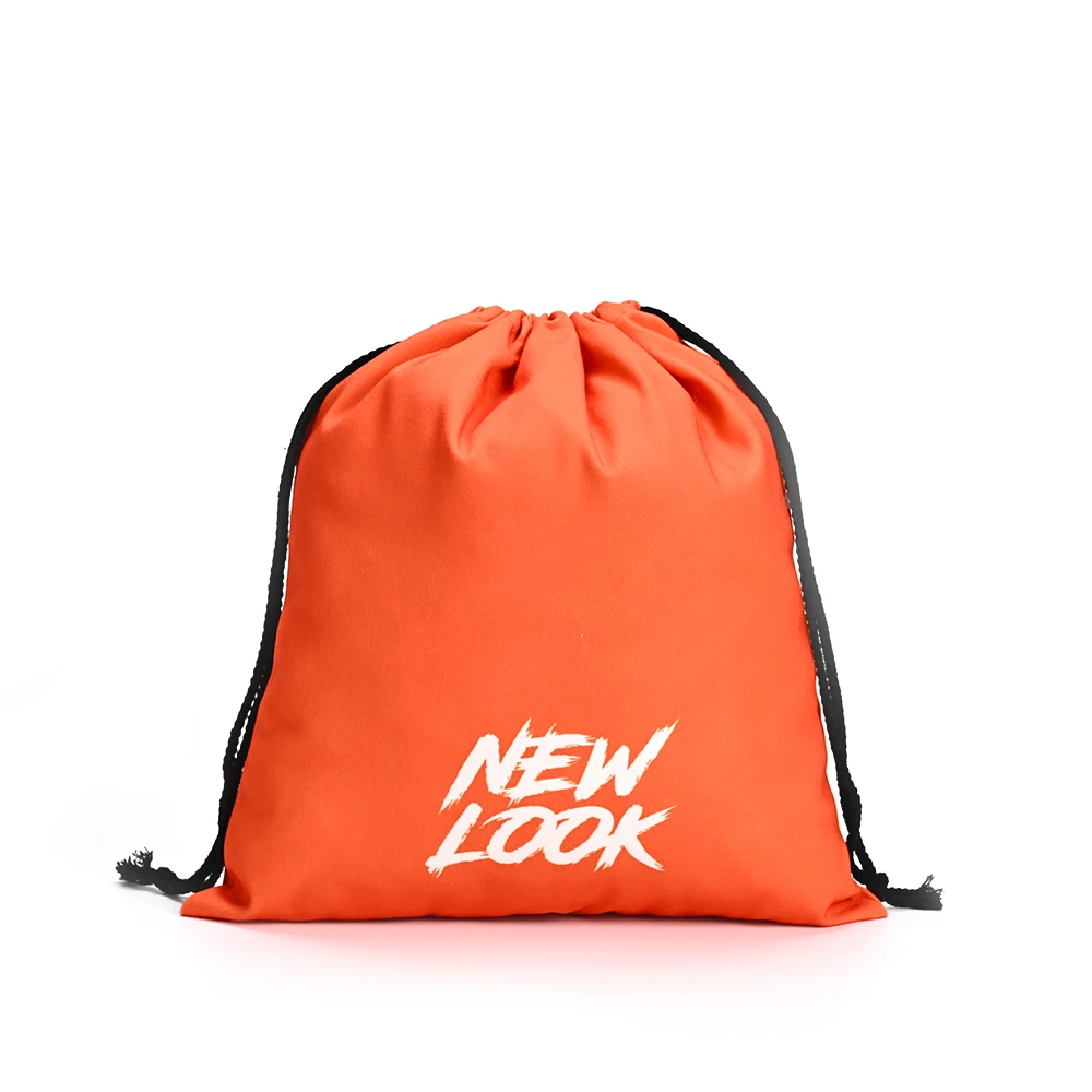 Black Drawstring Gift Bag Custom Logo Printed Reusable Sports Backpack Foldable Cotton Backpack School Outdoor Bag details