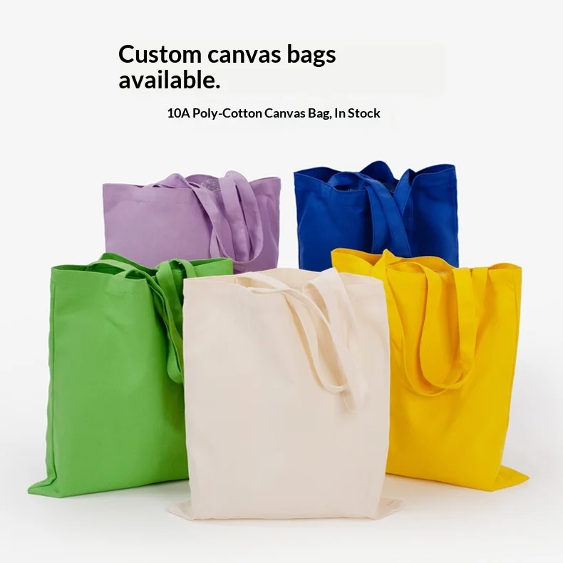 Wholesale Colorful Blank Eco-friendly Polyester-Cotton Shopping Tote Bags Customized Advertising Heat Transfer Printed preview 4