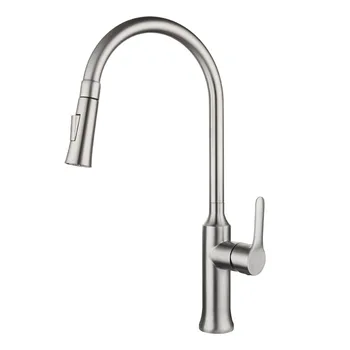 High Quality 304 Stainless Steel Single Handle Kitchen Faucets Brushed Pull Out Water Mixer Sink Tap Hot Cold Faucets