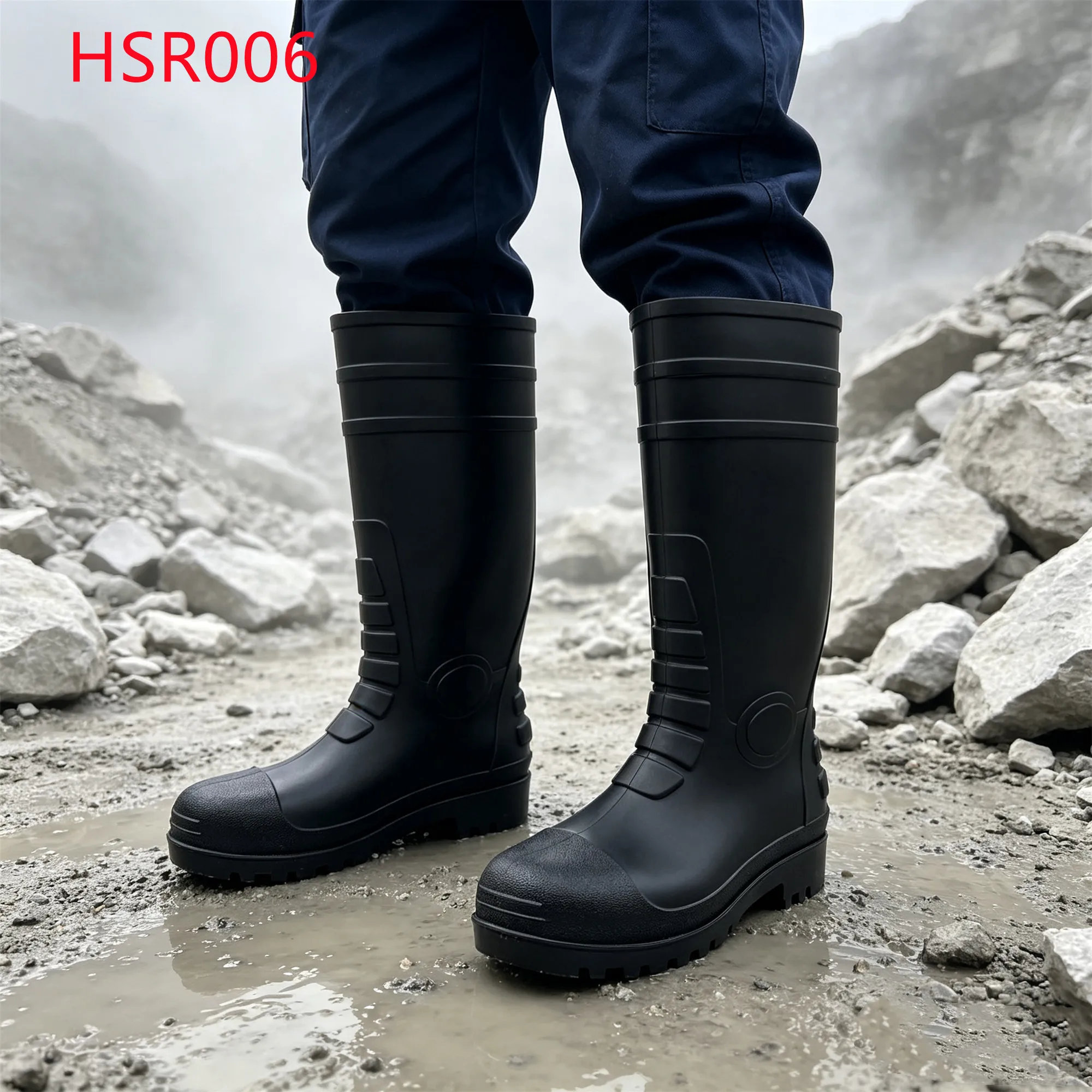LXG,Kenya Flood Rescue Integral Molding PVC Hua Singh Gumboots Pond Cleaning SRC Standard 13 Inch Safety Rubber Boots HSR006