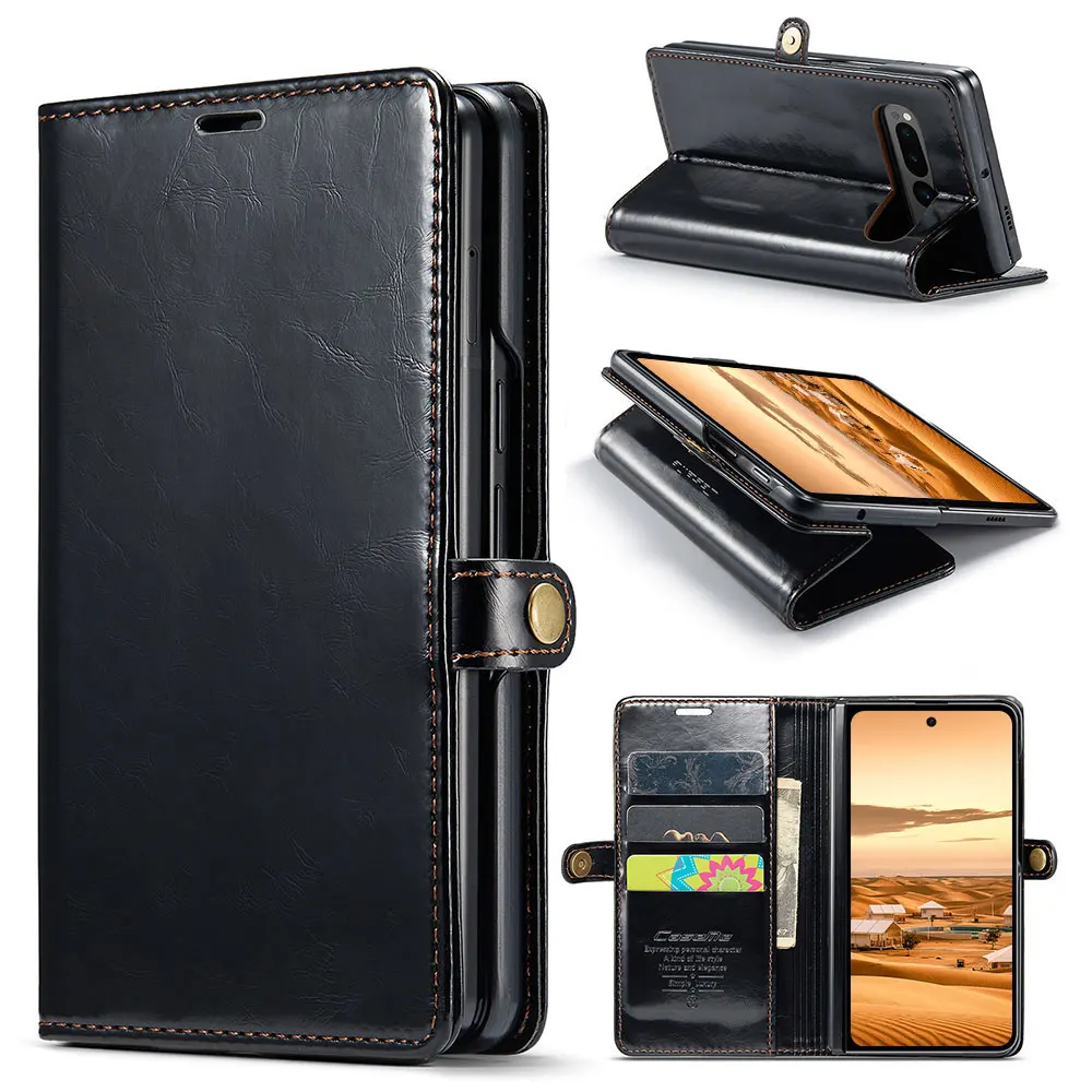 Laudtec Sjk690 Wallet Card Mobile Phone Case Leather Simple Business Luxury Skin Friendly Anti Scratch For Google Pixel Fold