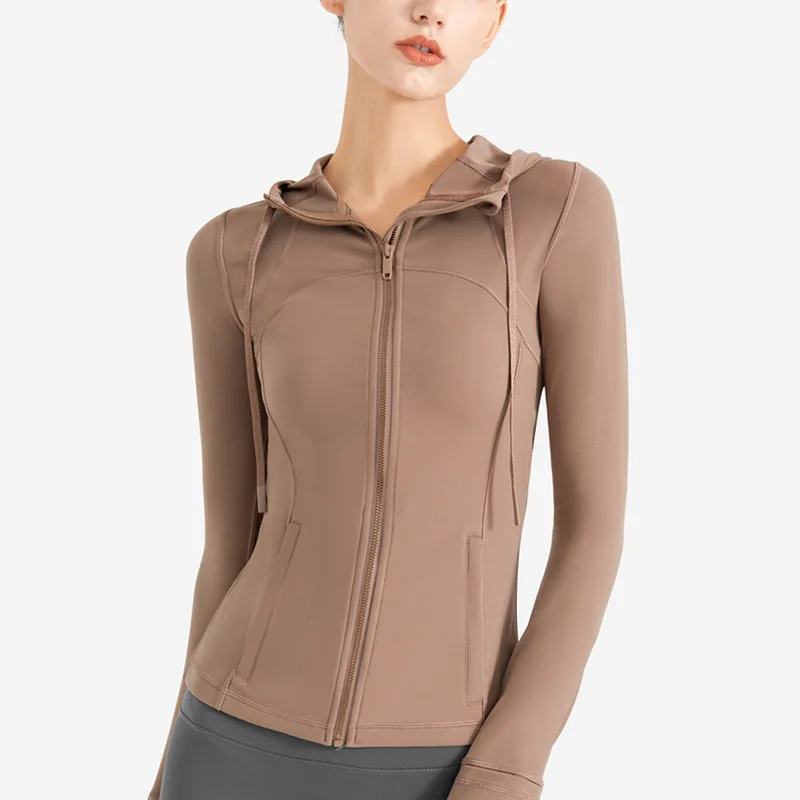 hooded running top womens