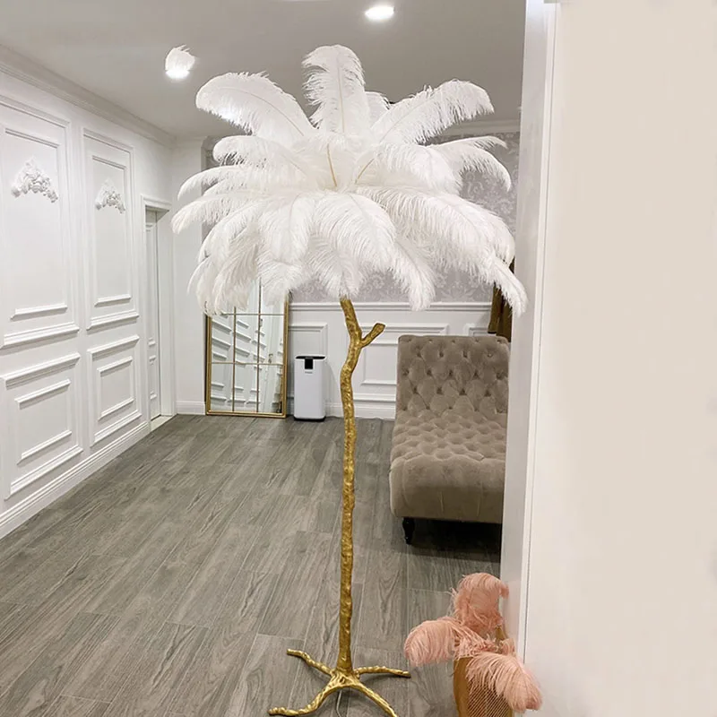 
 Самый популярный большой красочный медный напольный светильник с пером  