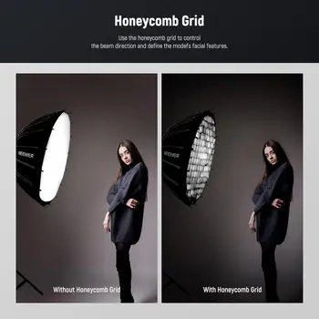 NEEWER 22inch/55cm Parabolic Softbox Quick Set up Quick Folding, with Diffusers/Honeycomb Grid/Bag, Compatible with Aputure detail image