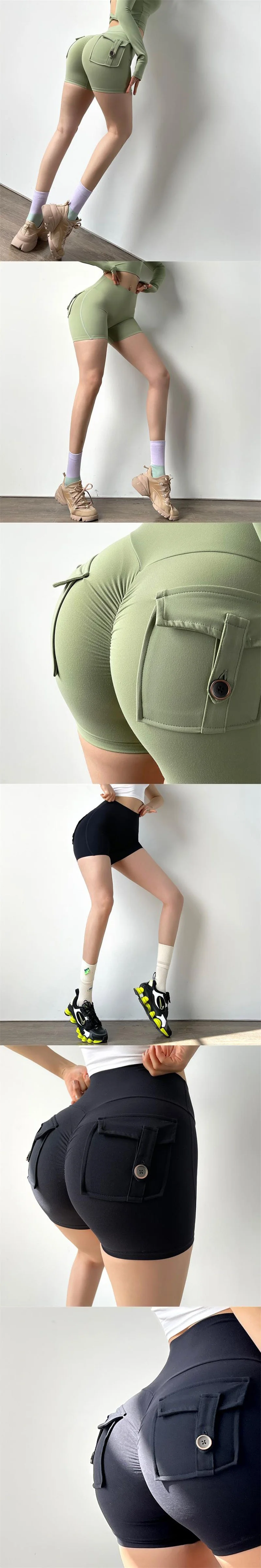 Fitness Sports Yoga Shorts Women Nude Peach Butt Pocket High Waist Butt Lift Quick Drying Yoga Pants supplier