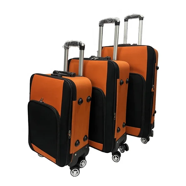 Fast Shipment Manufacturers Contrast Color Suitcase 3pcs Set Soft Fabric Cloth 32inch Luggage Case