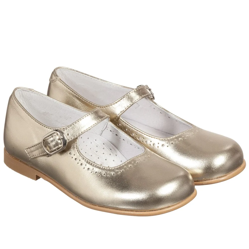 girls gold flat shoes