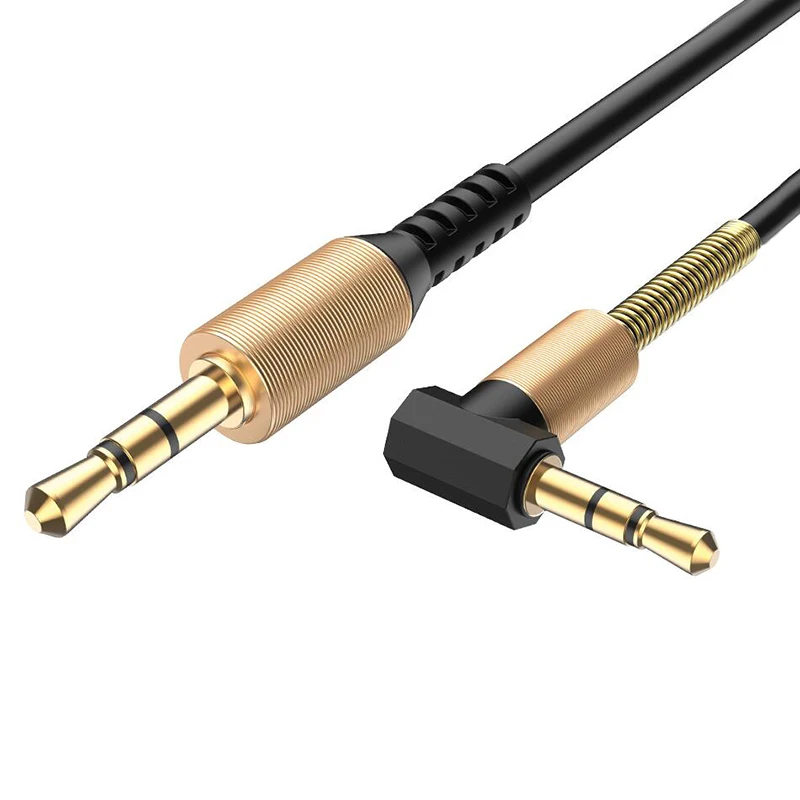 90 Degree Spring Aux Cable 3.5mm Male To Male Coiled 3.5 Mm Jack